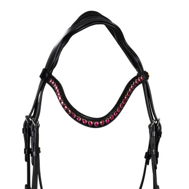 Filet Equestro anatomico con pietre fucsia Nero