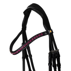 Filet Equestro anatomico con pietre fucsia Nero