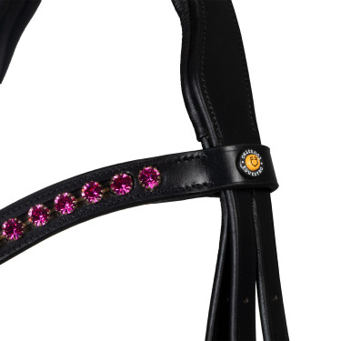 Filet Equestro anatomico con pietre fucsia Nero