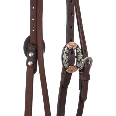 Briglia western Lakota con fibbie decorative in argento Oliato