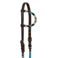 Testiera western Pool’s Navajo Sky one-ear con perline in cuoio oliato Marrone scuro