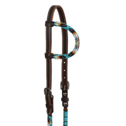 Testiera western Pool’s Navajo Sky one-ear con perline in cuoio oliato Marrone scuro