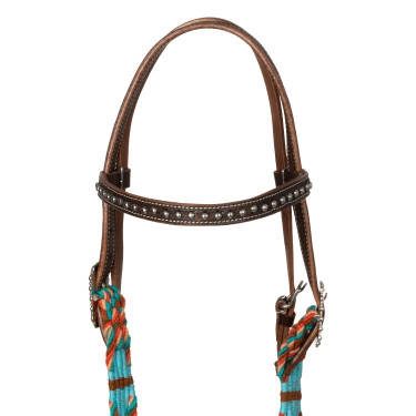 Testiera western Pool’s Rope Waves Naturale Marrone