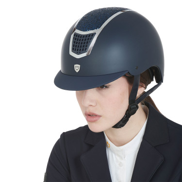 Casco Equestro con strass Marino / argento Blu