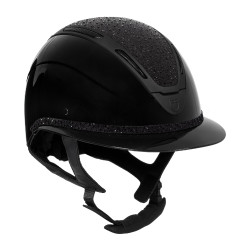 Casco da donna Equestro Apocalypse con calotta lucida con strass EN 1384-2023 Nero / nero
