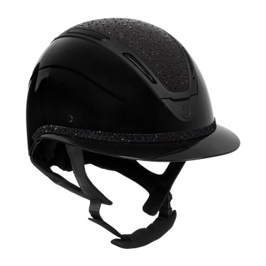Casco da donna Equestro Apocalypse con calotta lucida con strass EN 1384-2023 Nero / nero