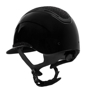 Casco da donna Equestro Apocalypse con calotta lucida con strass EN 1384-2023 Nero / nero