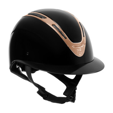 Casco da donna Equestro Apocalypse con calotta lucida omologato EN 1384-2023 Nero / oro rosa