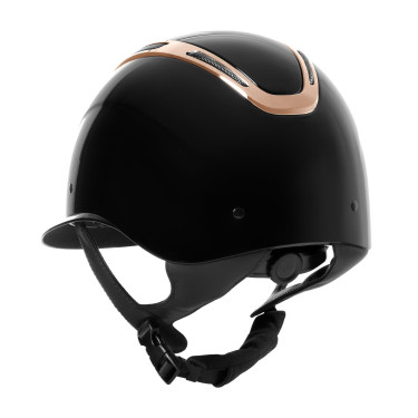 Casco da donna Equestro Apocalypse con calotta lucida omologato EN 1384-2023 Nero / oro rosa