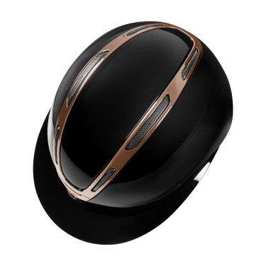 Casco da donna Equestro Apocalypse con calotta lucida omologato EN 1384-2023 Nero / oro rosa