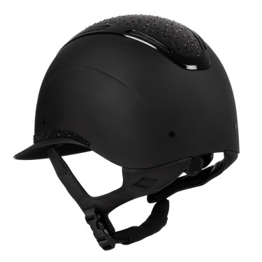 Casco da donna Equestro Apocalypse con calotta opaca con strass EN 1384-2023 Nero / nero