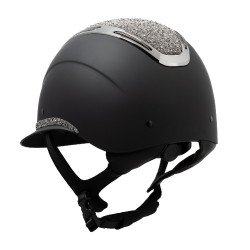 Casco da donna Equestro Apocalypse con calotta opaca con strass EN 1384-2023 Nero / canna di fucile Casco da donna Equestro Apocalypse con calotta opaca con strass EN 1384-2023 Nero / canna di fucile