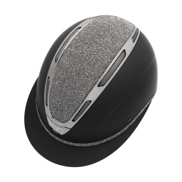 Casco da donna Equestro Apocalypse con calotta opaca con strass EN 1384-2023 Nero / canna di fucile Casco da donna Equestro Apocalypse con calotta opaca con strass EN 1384-2023 Nero / canna di fucile