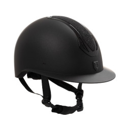 Casco donna Equestro Azael Stone con visiera larga con strass EN 1384-2023 Nero / nero