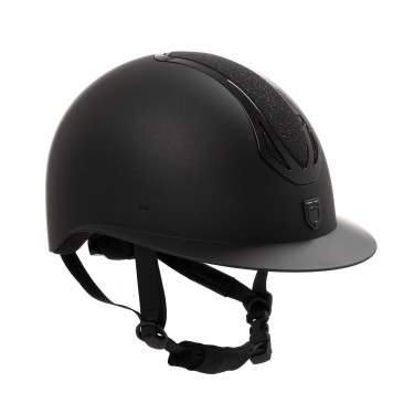 Casco donna Equestro Azael Stone con visiera larga con strass EN 1384-2023 Nero / nero