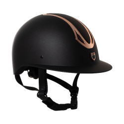 Casco da donna Equestro con visiera larga omologato EN 1384-2023 Nero / oro rosa