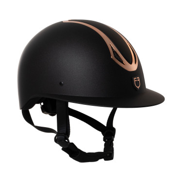 Casco da donna Equestro con visiera larga omologato EN 1384-2023 Nero / oro rosa
