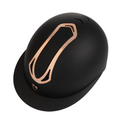Casco da donna Equestro con visiera larga omologato EN 1384-2023 Nero / oro rosa