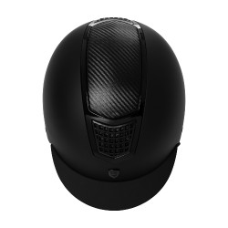 Casco unisex Equestro inserto in carbonio e bordatura lucida EN 1384-2023 Nero / nero