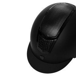 Casco unisex Equestro inserto in carbonio e bordatura lucida EN 1384-2023 Nero / nero