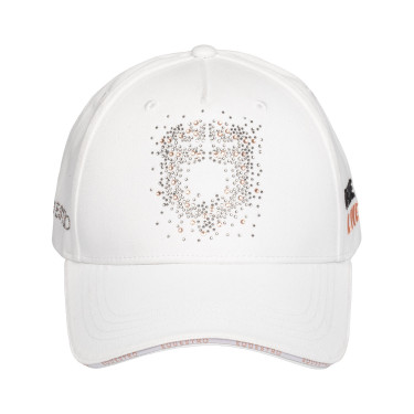 Cappellino da donna Equestro con logo in strass Bianco