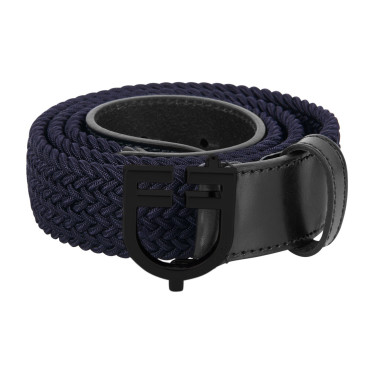 Cintura elastica Equestro con fibbia con logo nero Marina Blu marino