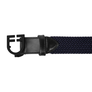 Cintura elastica Equestro con fibbia con logo nero Marina Blu marino