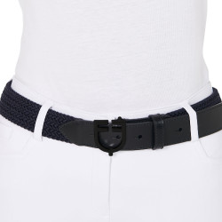 Cintura elastica Equestro con fibbia con logo nero Marina Blu marino