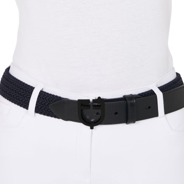 Cintura elastica Equestro con fibbia con logo nero Marina Blu marino