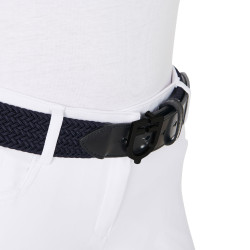 Cintura elastica Equestro con fibbia con logo nero Marina Blu marino