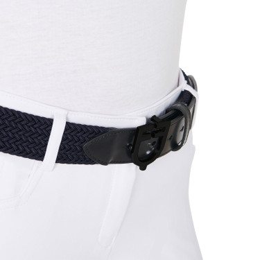Cintura elastica Equestro con fibbia con logo nero Marina Blu marino