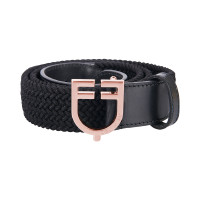 Cintura Equestro in pelle elastica con fibbia rose gold con logo Nero Cintura Equestro in pelle elastica con fibbia rose gold con logo Nero