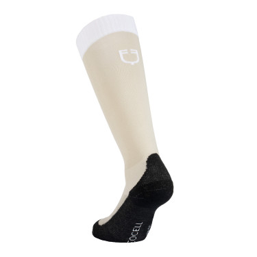 Calze unisex Equestro Basic in tessuto tecnico Oxford tan / bianco Beige