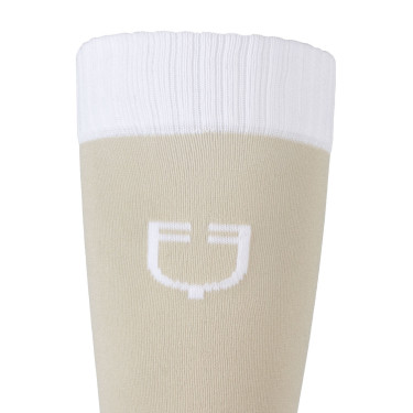 Calze unisex Equestro Basic in tessuto tecnico Oxford tan / bianco Beige
