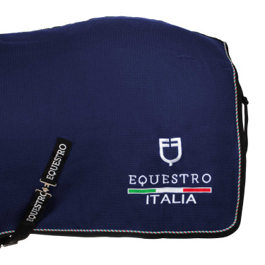 Coperta da box Equestro x FISE in tessuto a nido d’ape Blazer marine Blu marino