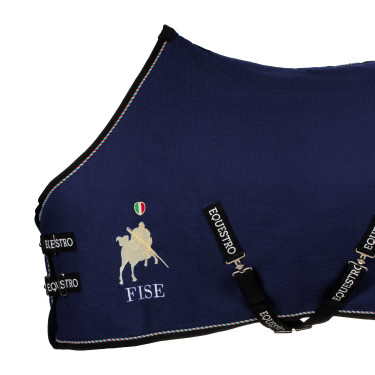 Coperta da box Equestro x FISE in tessuto a nido d’ape Blazer marine Blu marino