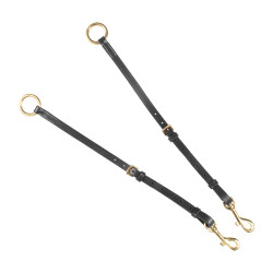 Pettorale Equestro con forchetta in cuoio conciato e fibbie in acciaio NEW Nero