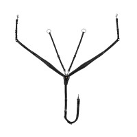 Pettorale Equestro in pelle con impunture decorative con martingala rimovibile Nero