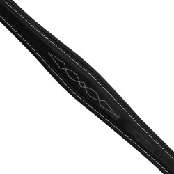 Pettorale Equestro in pelle con impunture decorative con martingala rimovibile Nero
