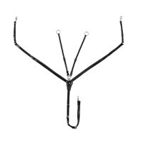 Pettorale Equestro in pelle con inserti elastici e martingala rimovibile Nero