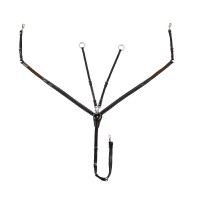 Pettorale Equestro in pelle con inserti elastici e martingala rimovibile Marrone scuro