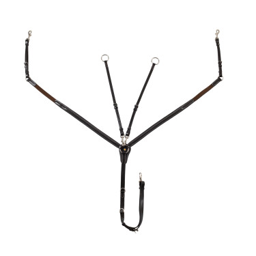 Pettorale Equestro in pelle con inserti elastici e martingala rimovibile Marrone scuro