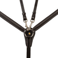 Pettorale Equestro in pelle con inserti elastici e martingala rimovibile Marrone scuro