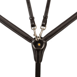 Pettorale Equestro in pelle con inserti elastici e martingala rimovibile Marrone scuro