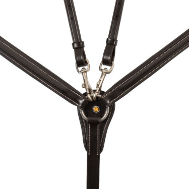 Pettorale Equestro in pelle con inserti elastici e martingala rimovibile Marrone scuro