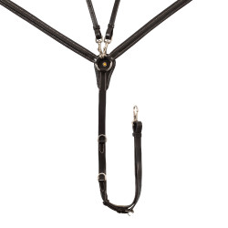 Pettorale Equestro in pelle con inserti elastici e martingala rimovibile Marrone scuro