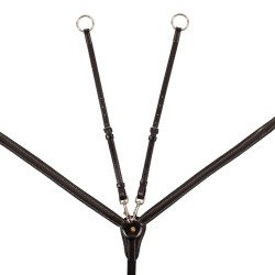 Pettorale Equestro in pelle con inserti elastici e martingala rimovibile Marrone scuro