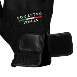 Guanti in tessuto tecnico Equestro X FISE Nero