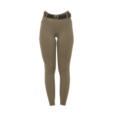 Leggings da donna Equestro a vita alta con passanti per cintura Noce Marrone
