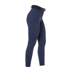 Leggings da donna Equestro a vita alta con passanti per cintura Blazer marine Blu marino
